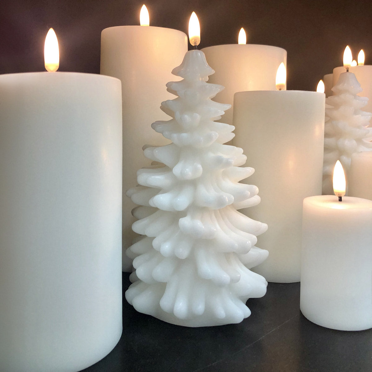 UYUNI Lighting Medium Christmas Tree Candle, Nordic White, Smooth Wax Flameless Candle, 11.0cm x 14.5cm (4.0" x 5.7")