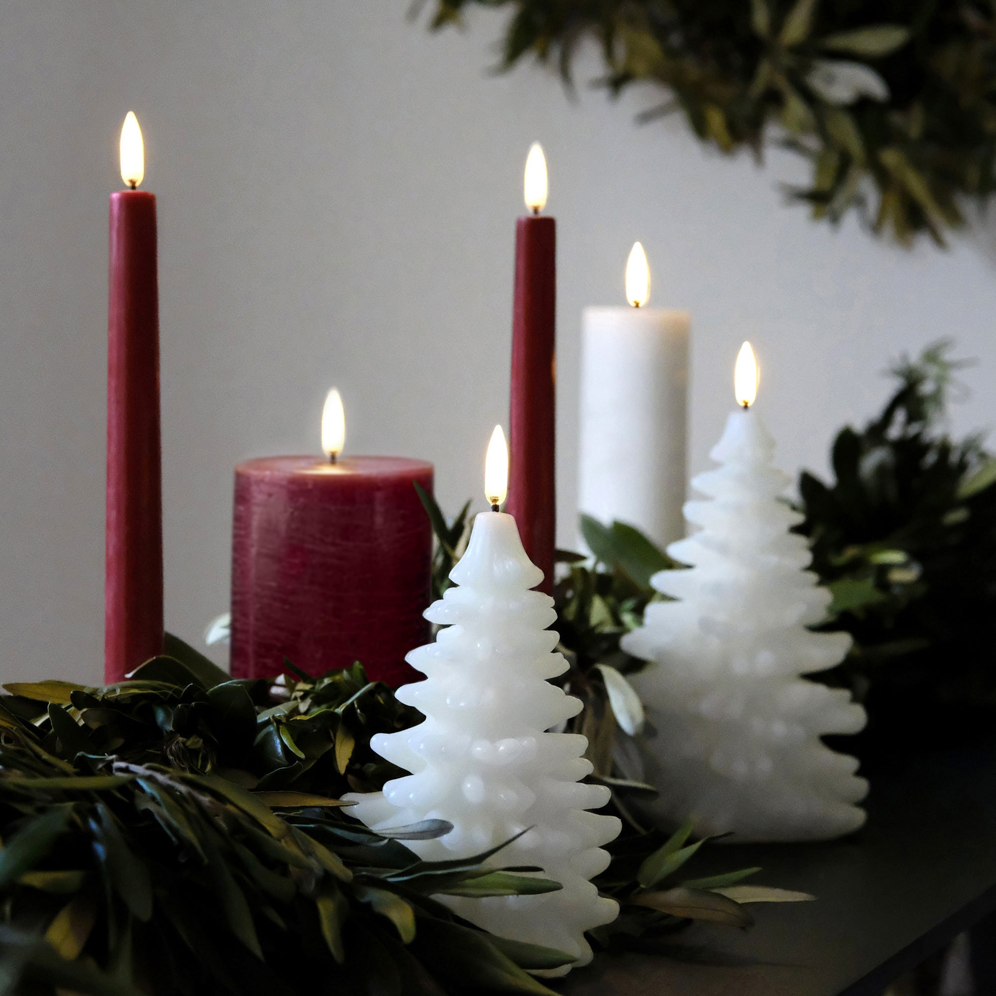 UYUNI Lighting Tall Christmas Tree Candle, Nordic White, Smooth Wax Flameless Candle, 11.0cm x 18.2cm (4.3" x 7.2")