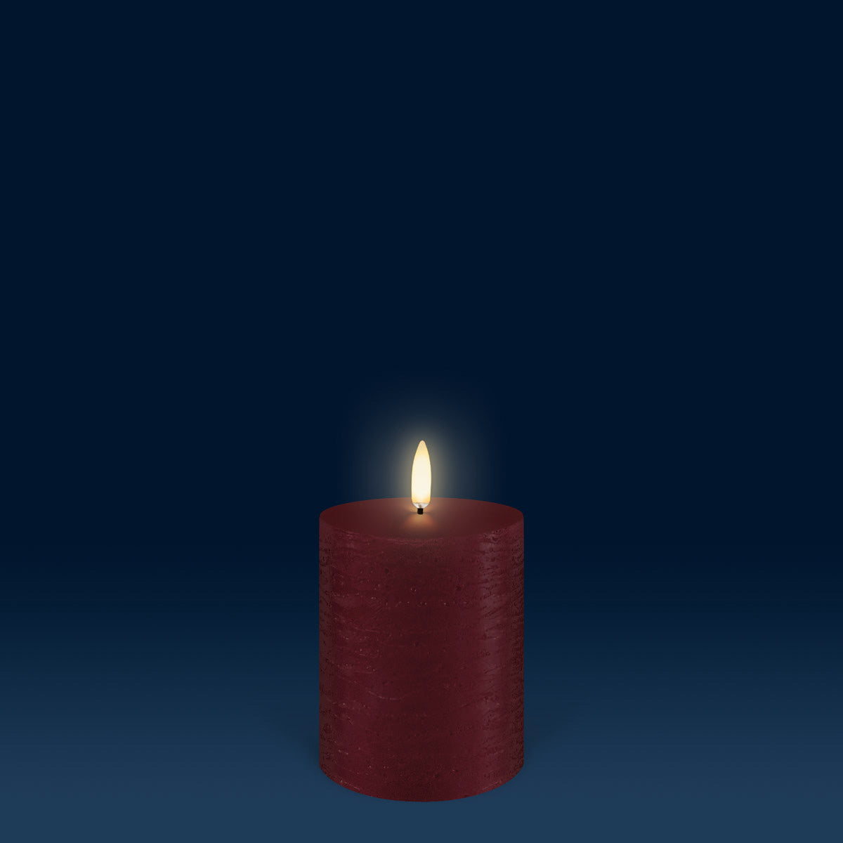 UYUNI Lighting Small Pillar, Carmine Red Textured Wax Flameless Candle, 7.8cm x 10.1cm (3.1" x 4")