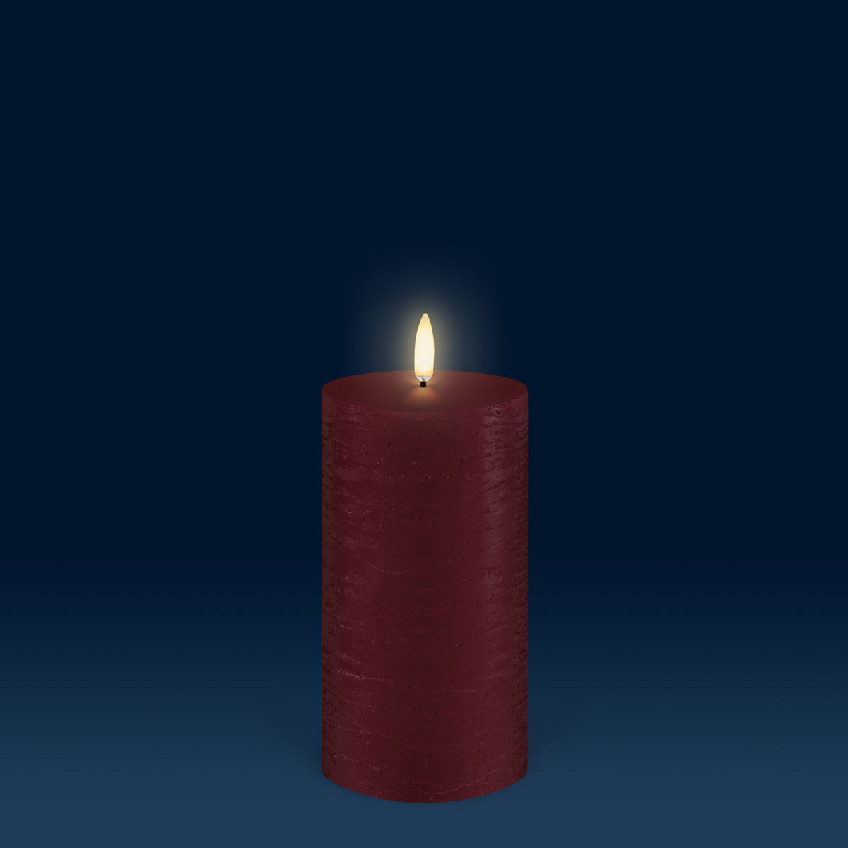 UYUNI Lighting Medium Pillar, Carmine Red Textured Wax Flameless Candle, 7.8cm x 15.2cm (3.1" x 6")