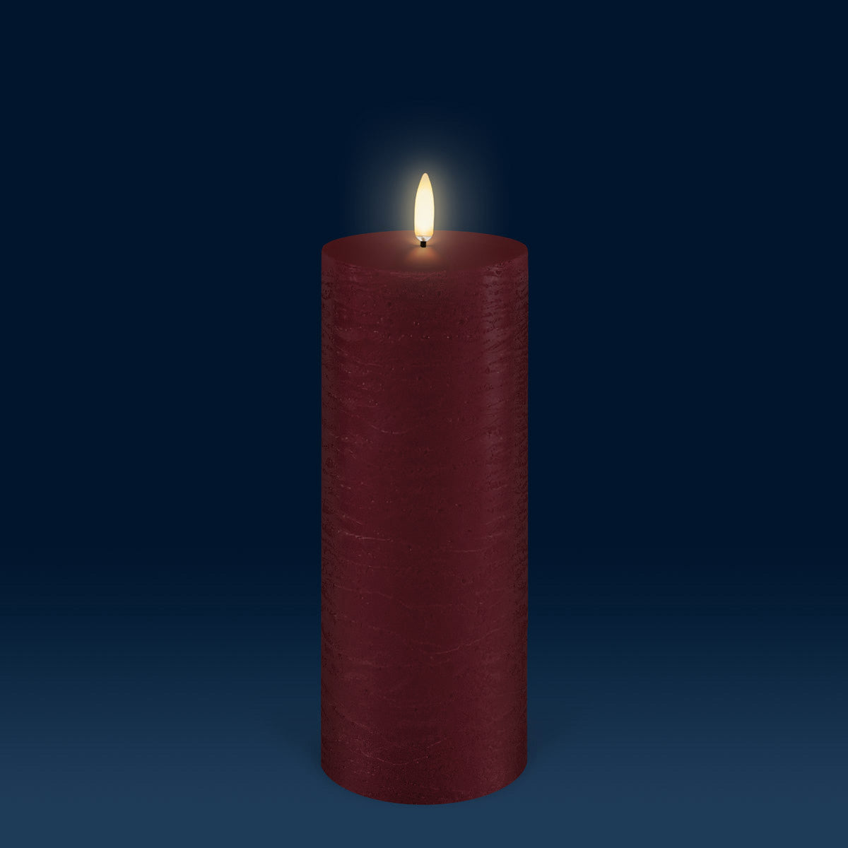 UYUNI Lighting Tall Pillar, Carmine Red Textured Wax Flameless Candle, 7.8cm x 20.3cm (3.1" x 8")