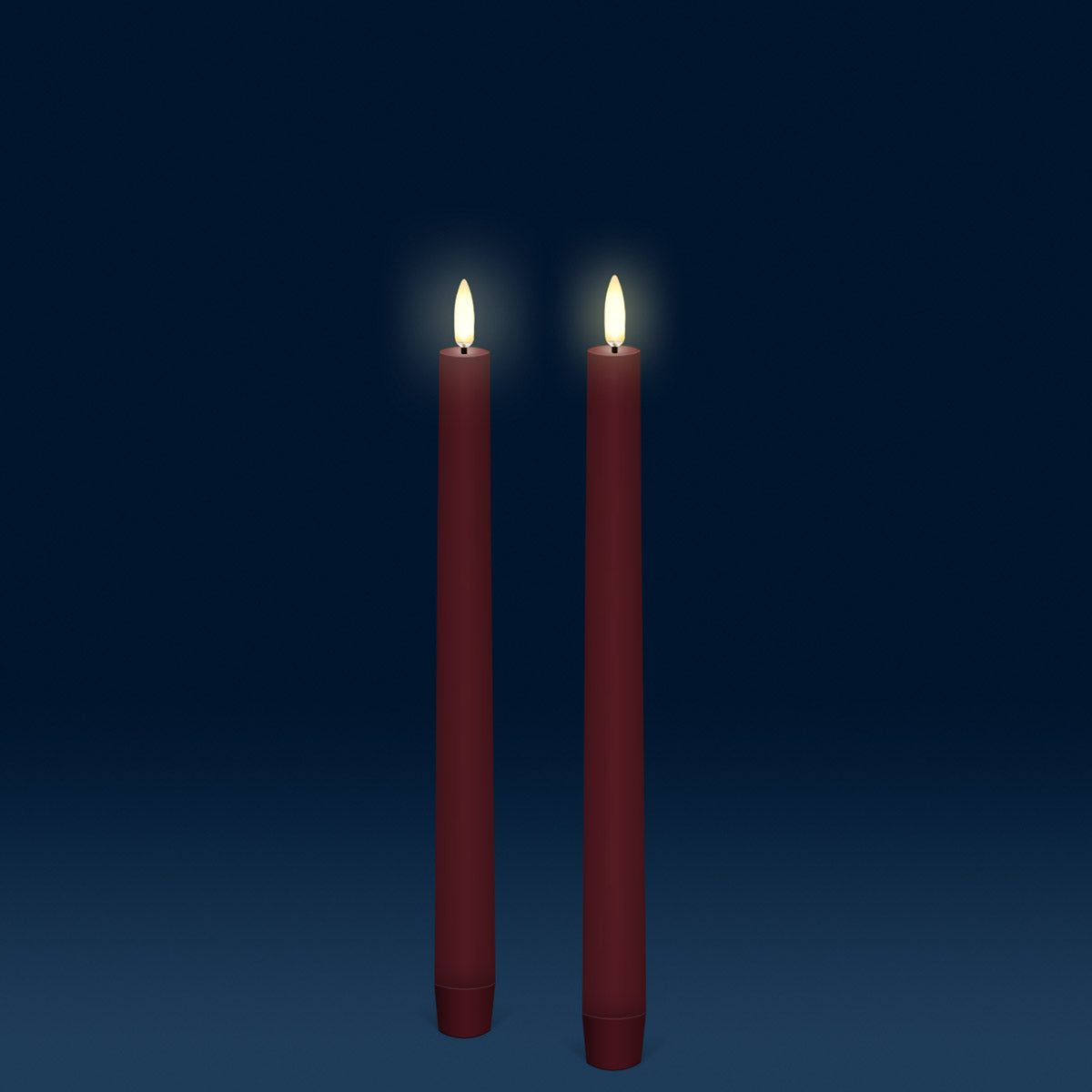 UYUNI Lighting Tall Tapers, 2 Pack, Carmine Red, Smooth Wax Flameless Candle, 2.3cm x 25cm (0.90" x 9.85")