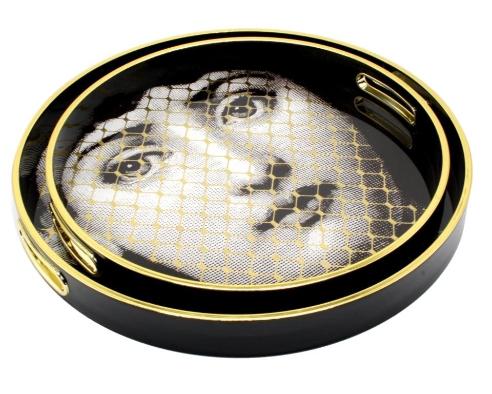 Black and Gold Face Design Trays - Romance Collection