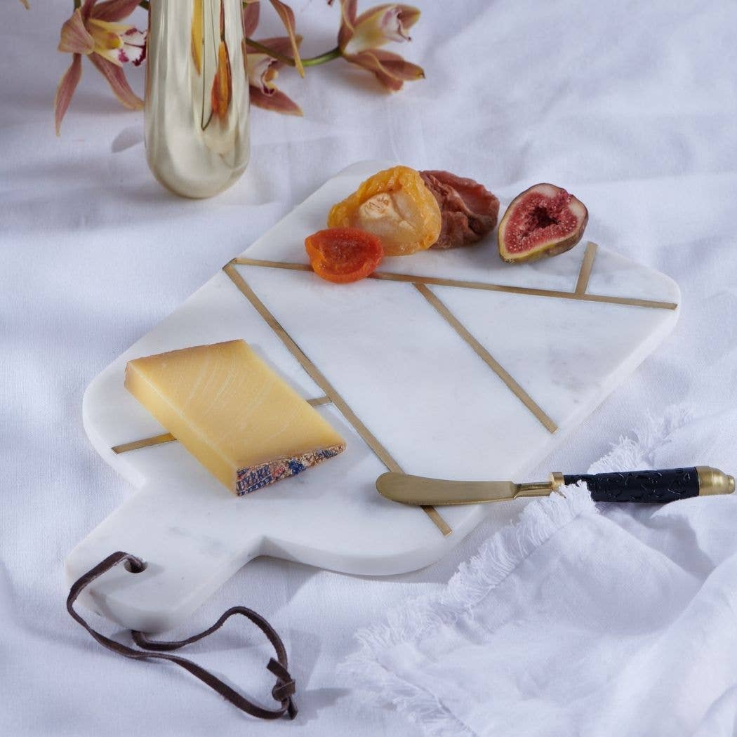 Marble Brass Paddle Cheese Board