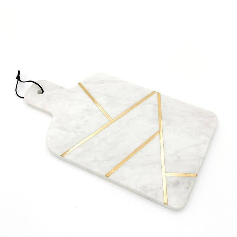 Marble Brass Paddle Cheese Board