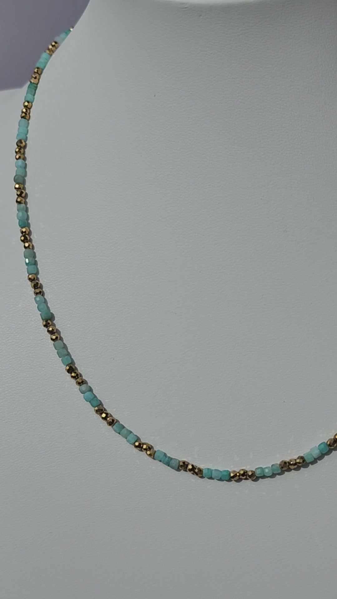 MEEA Tri Amazonite & Hematite Necklace – Green/Gold