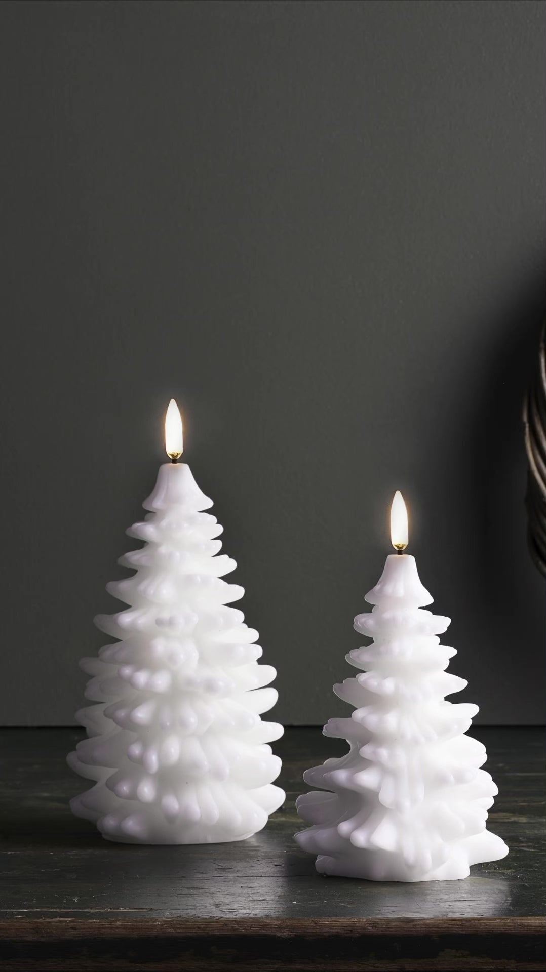 UYUNI Lighting Medium Christmas Tree Candle, Nordic White, Smooth Wax Flameless Candle, 11.0cm x 14.5cm (4.0" x 5.7")