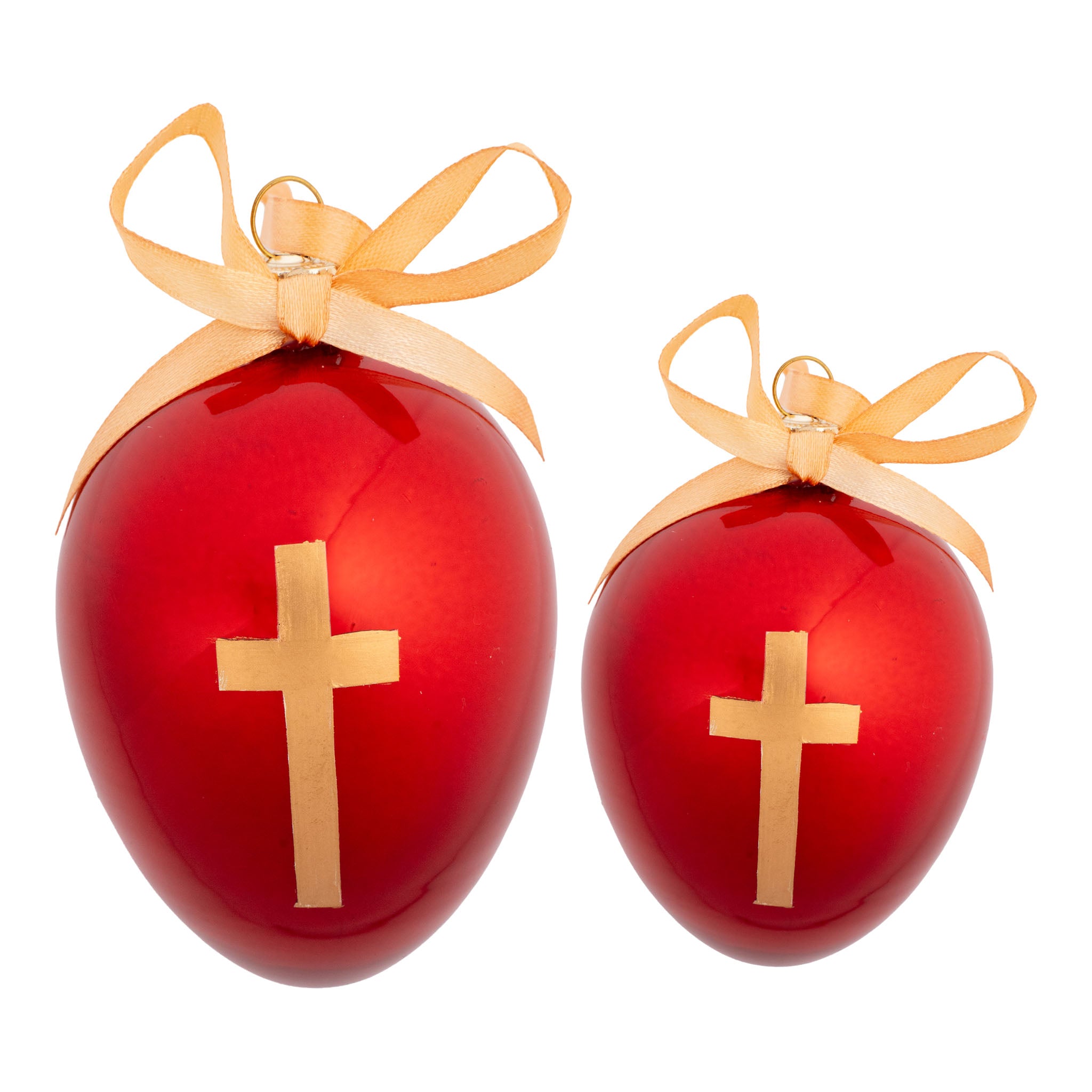 Red Gloss Egg Cross Hanging – 8cm & 10cm