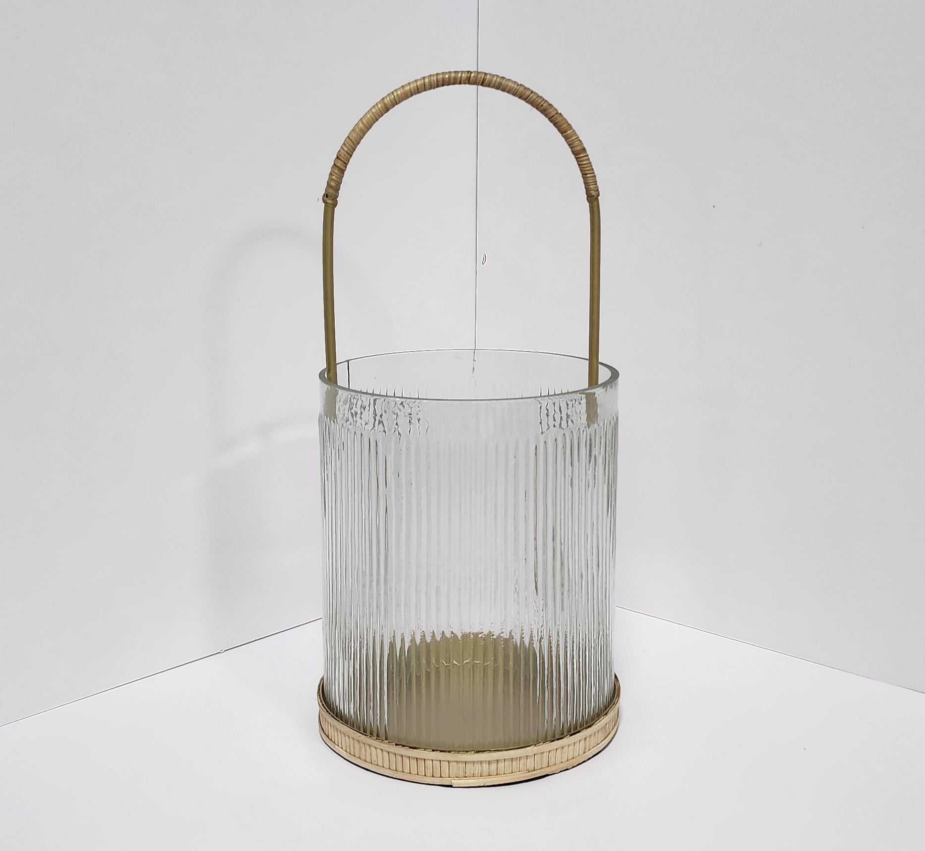 Clear Ribbed Glass Candle Holder - 2 sizes available