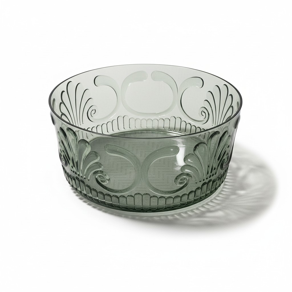 Acrylic Salad Bowl Scollop Sage Green 25x12
