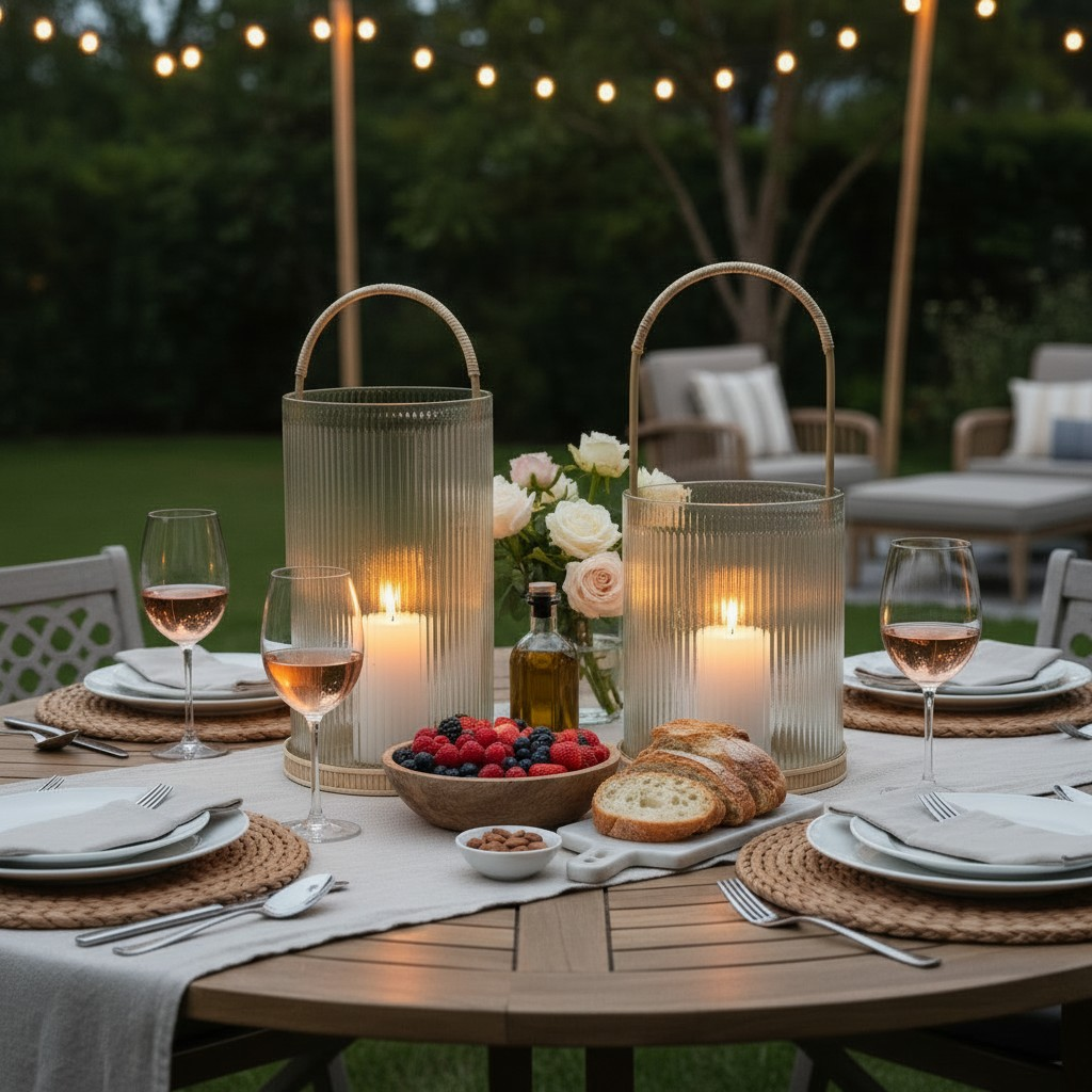 Clear Ribbed Glass Candle Holder - 2 sizes available