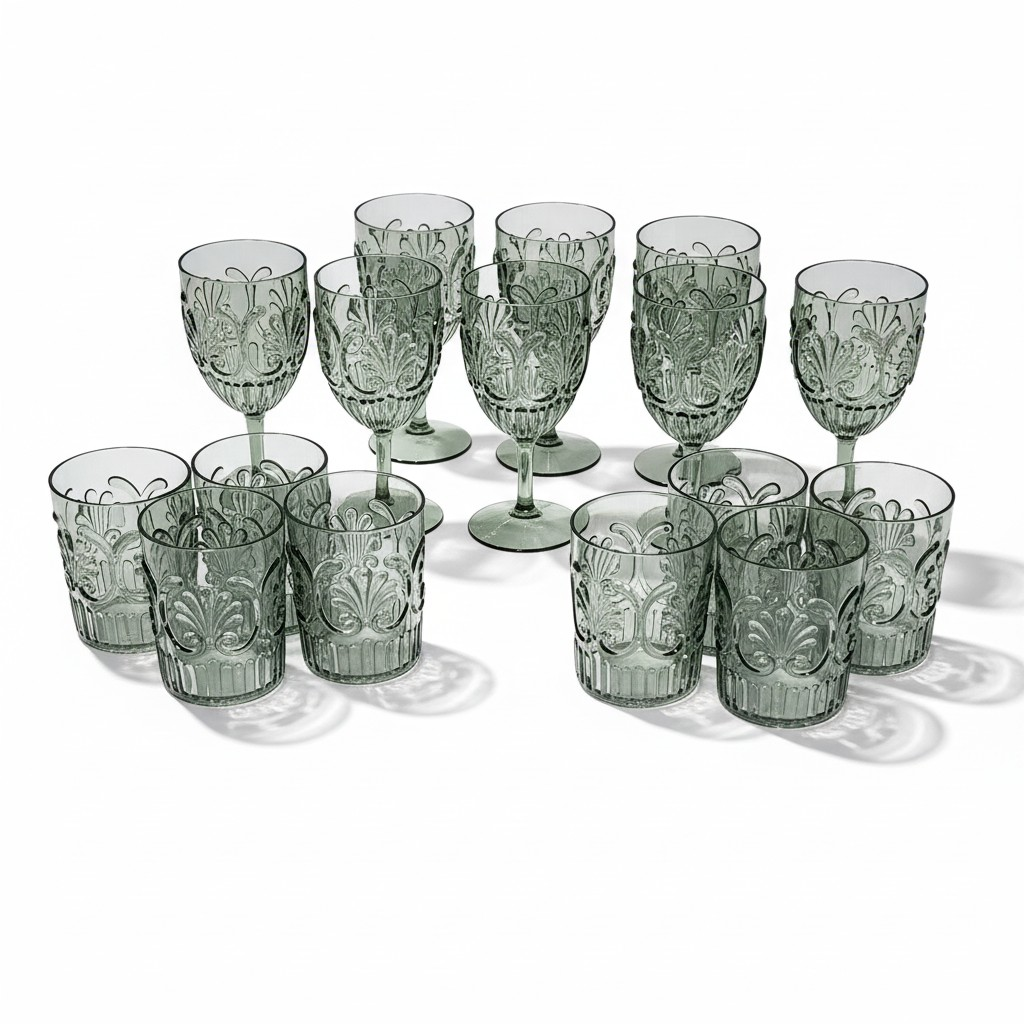 Acrylic Wine Scollop Sage Green