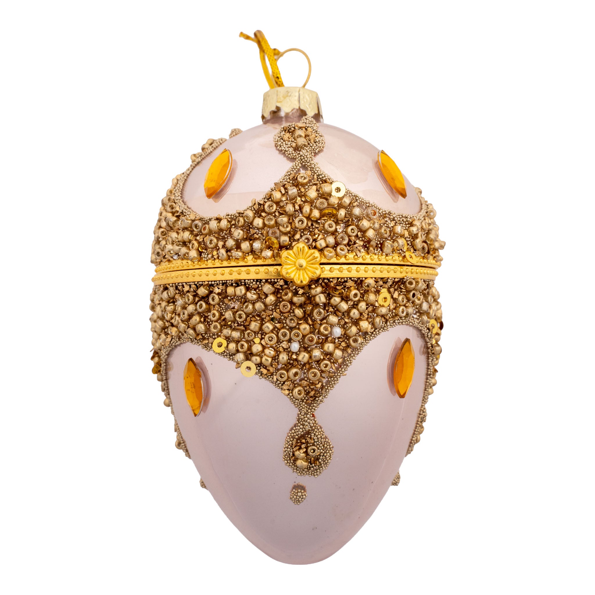 9cm Encrusted Pink Egg Hanging Trinket Box