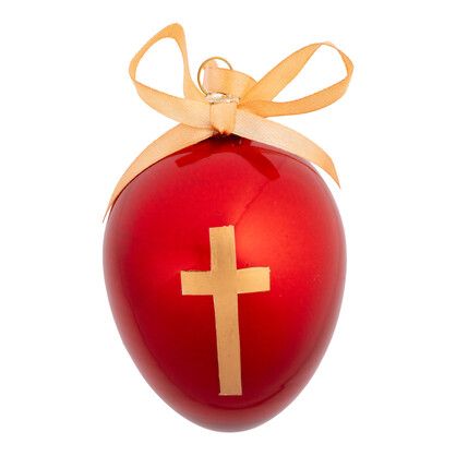 Red Gloss Egg Cross Hanging – 8cm & 10cm