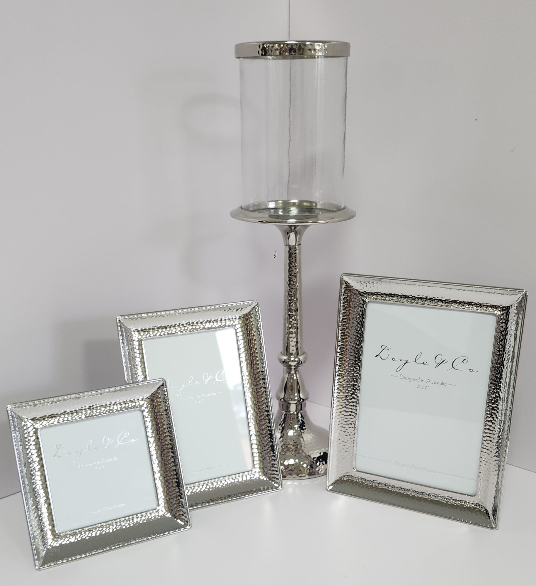 Hammered Pillar Glass Candleholder