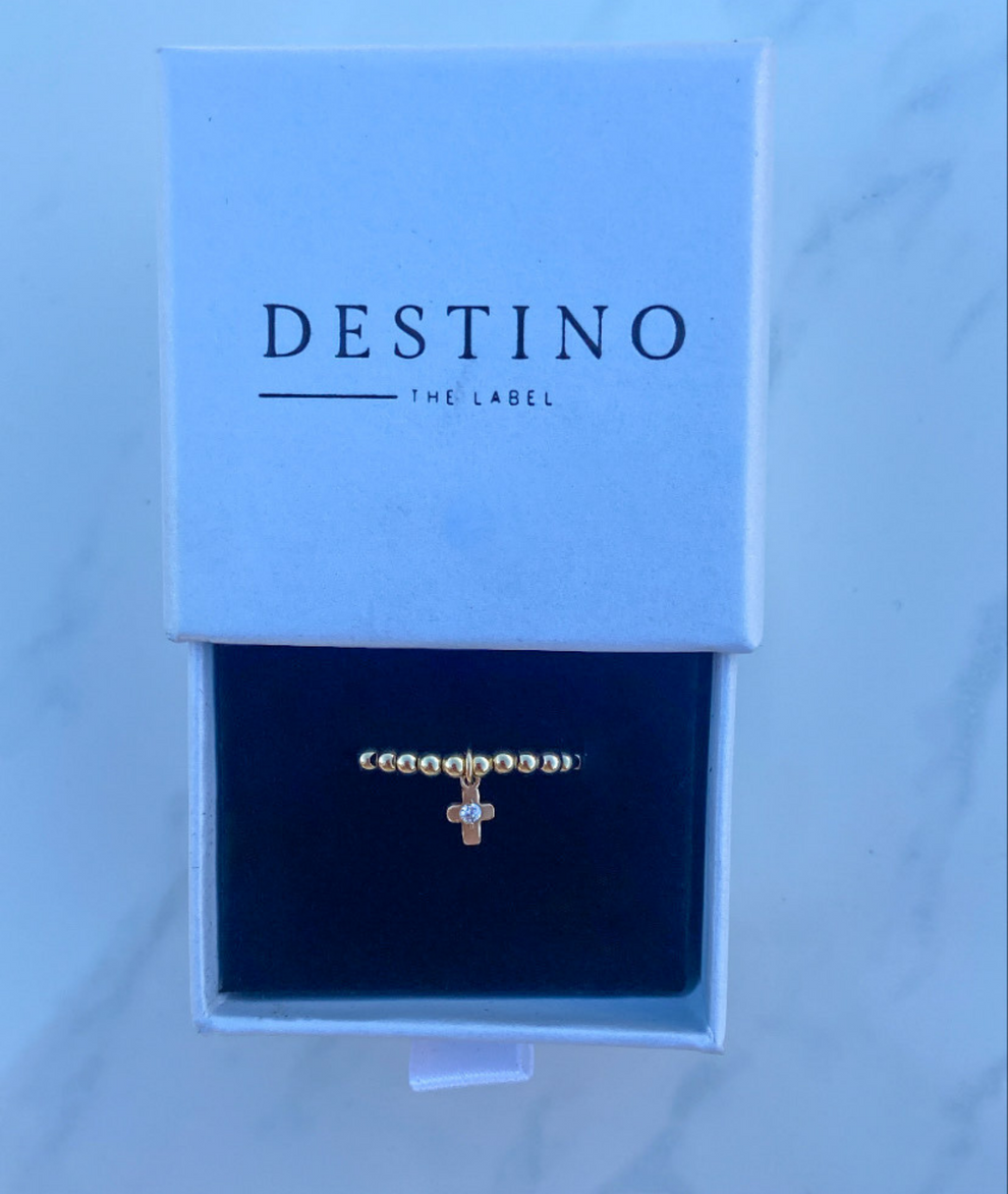 Destino The Label - Beaded Faith Ring - Gold