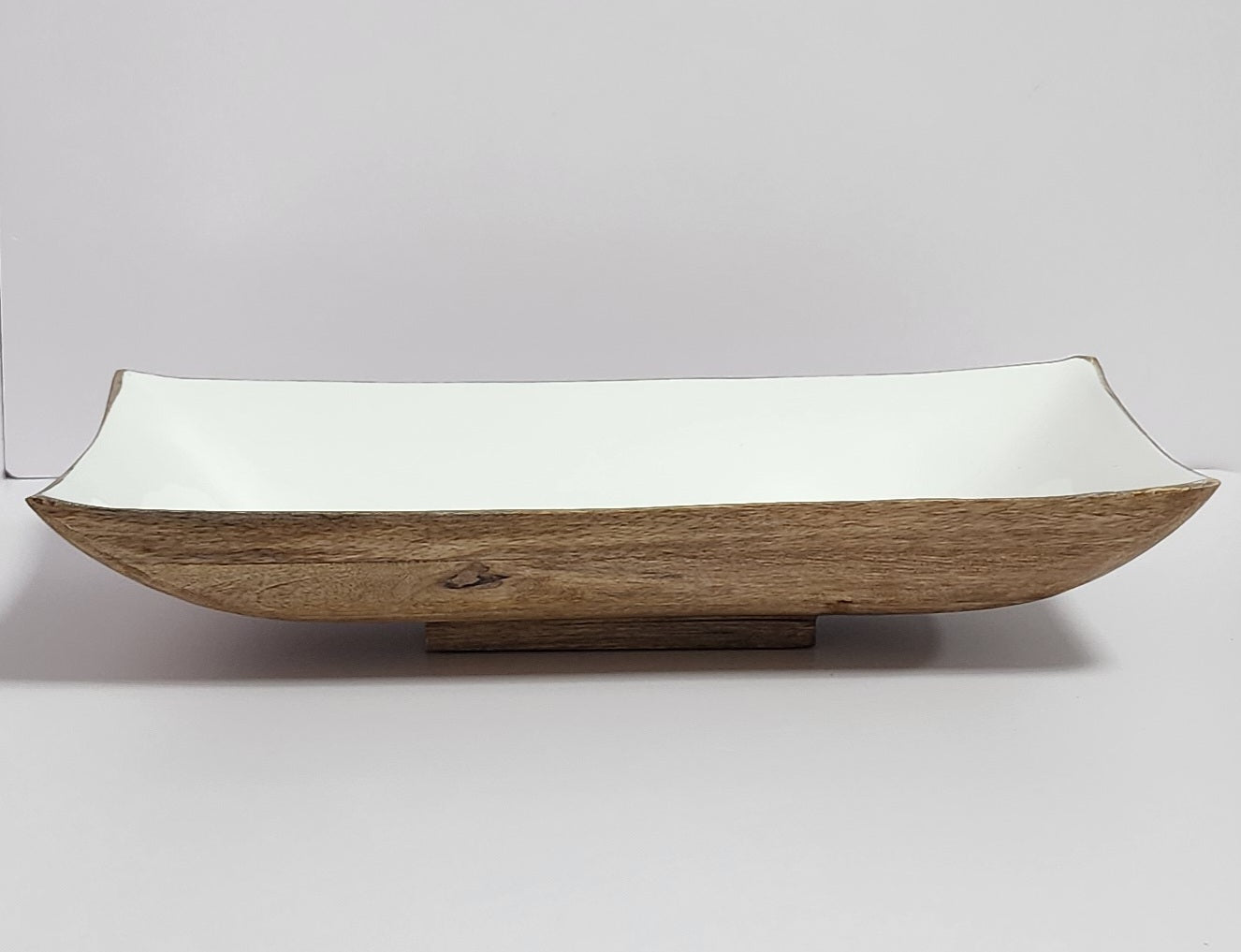 Timber Rectangle Bowl Cream 42x20x8cm