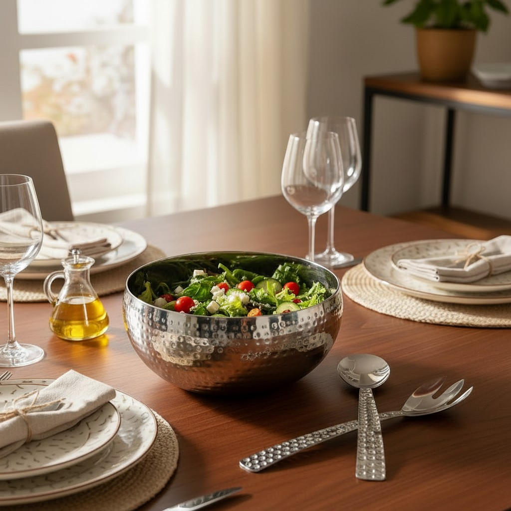 Large Hammered Long Salad Servers