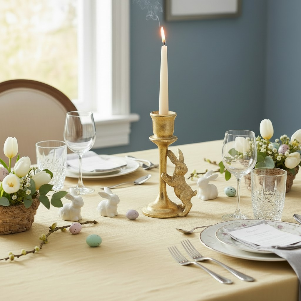 15cm Gold Bunny Candle Holder