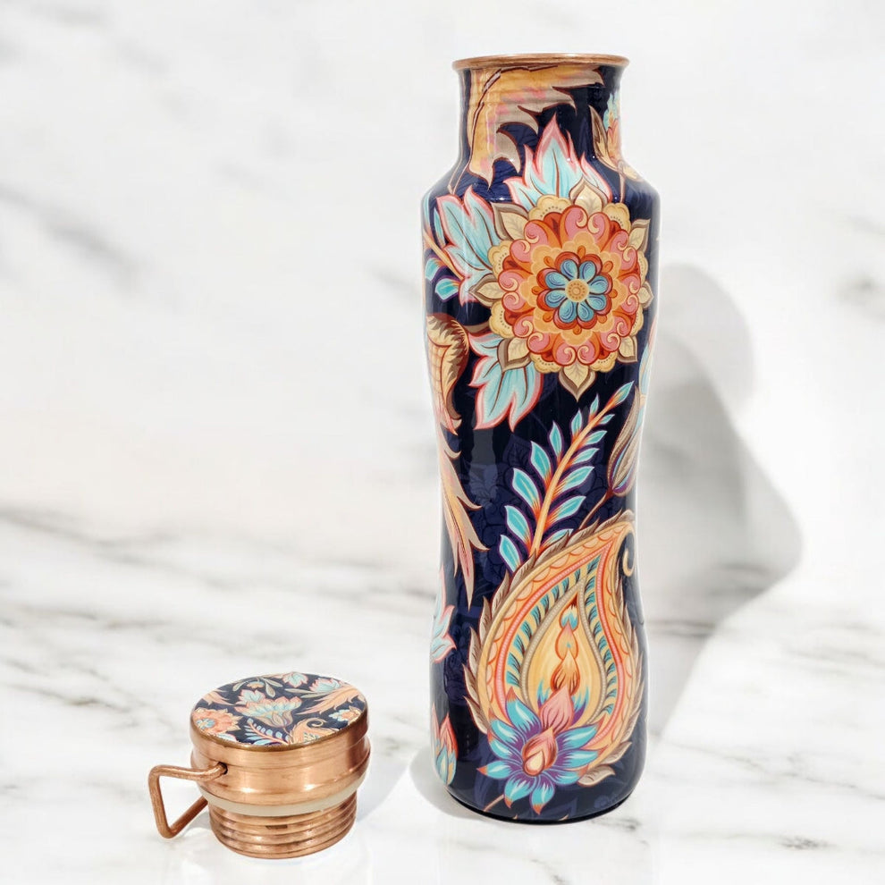 Blue Blossom 800ml Premium Copper Bottle