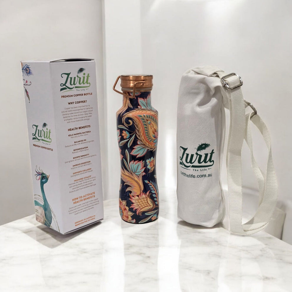 Blue Blossom 800ml Premium Copper Bottle