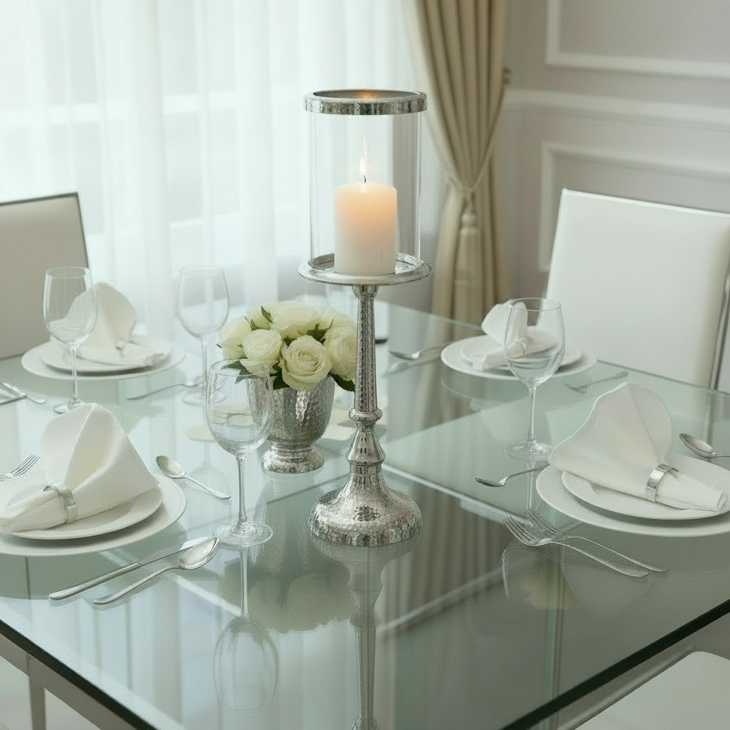 Hammered Pillar Glass Candleholder
