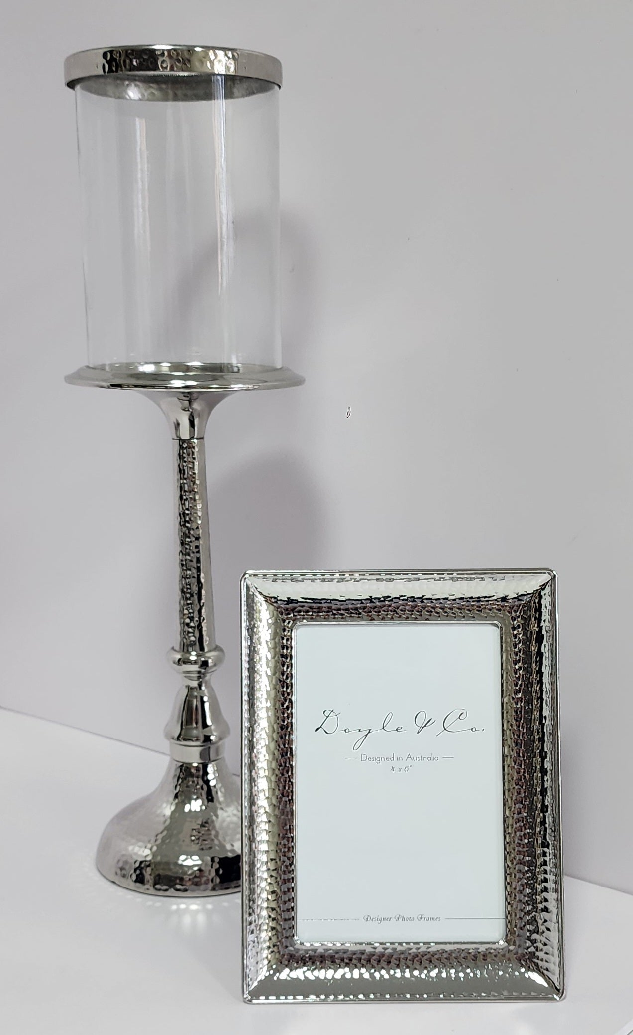 Hammered Pillar Glass Candleholder