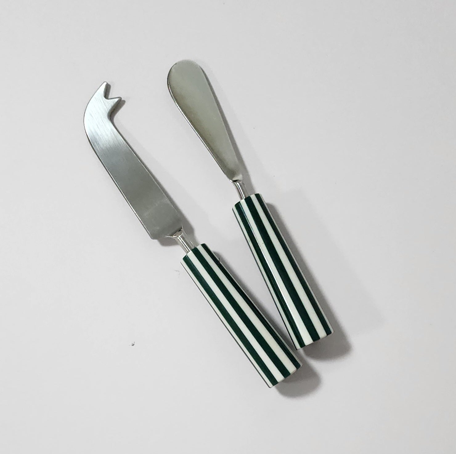 St Clair Green Stripe Spreader/Cheese Set of 2
