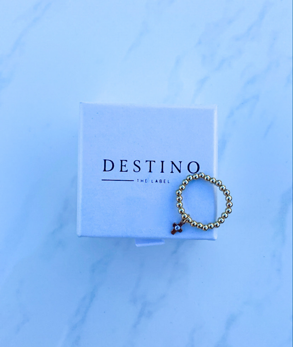 Destino The Label - Beaded Faith Ring - Gold