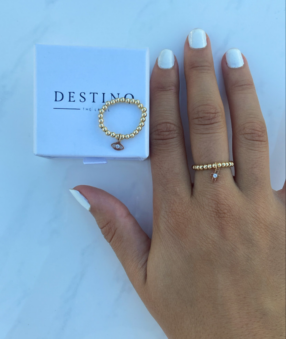 Destino The Label - Beaded Faith Ring - Gold