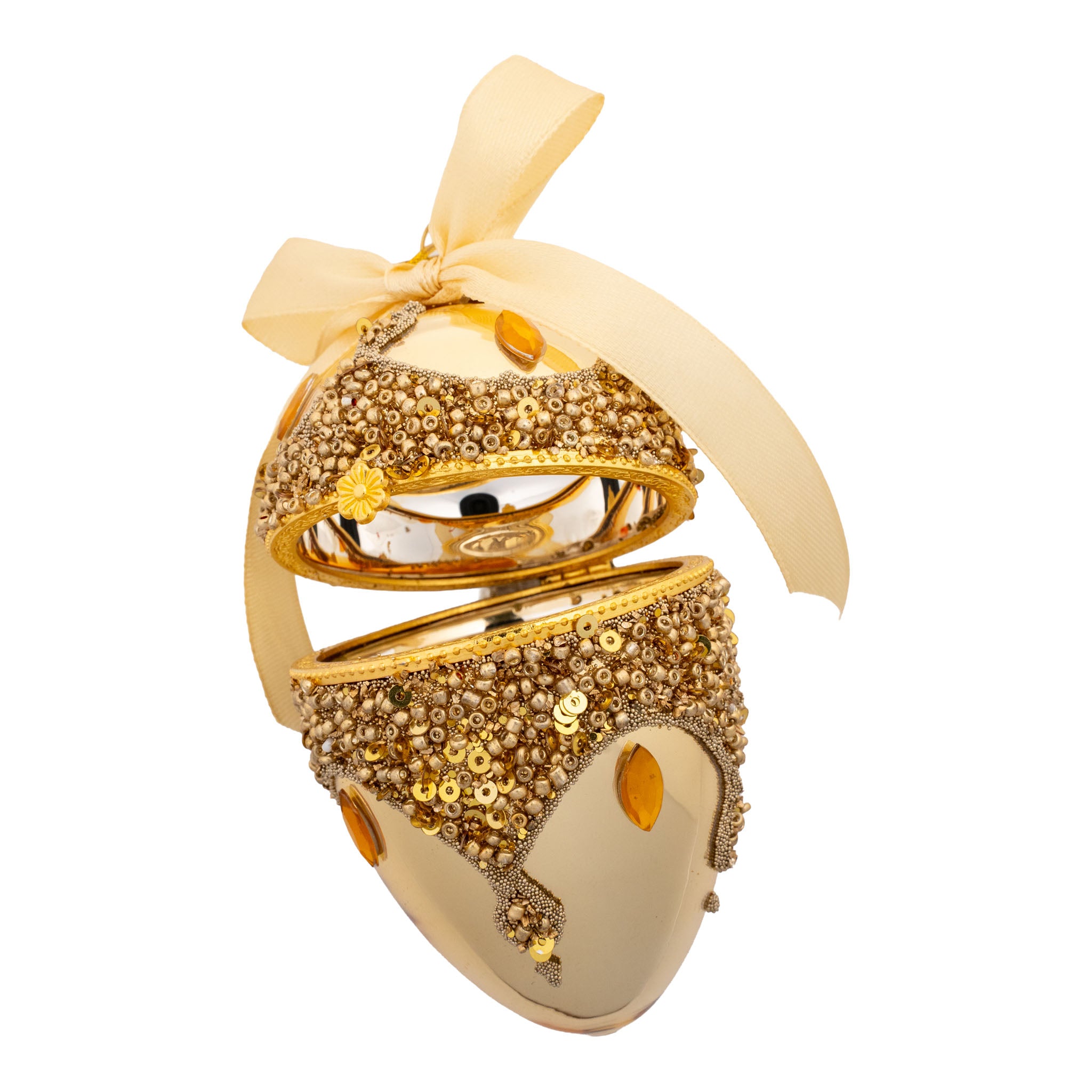 9cm Encrusted Gold Egg Hanging Trinket Box