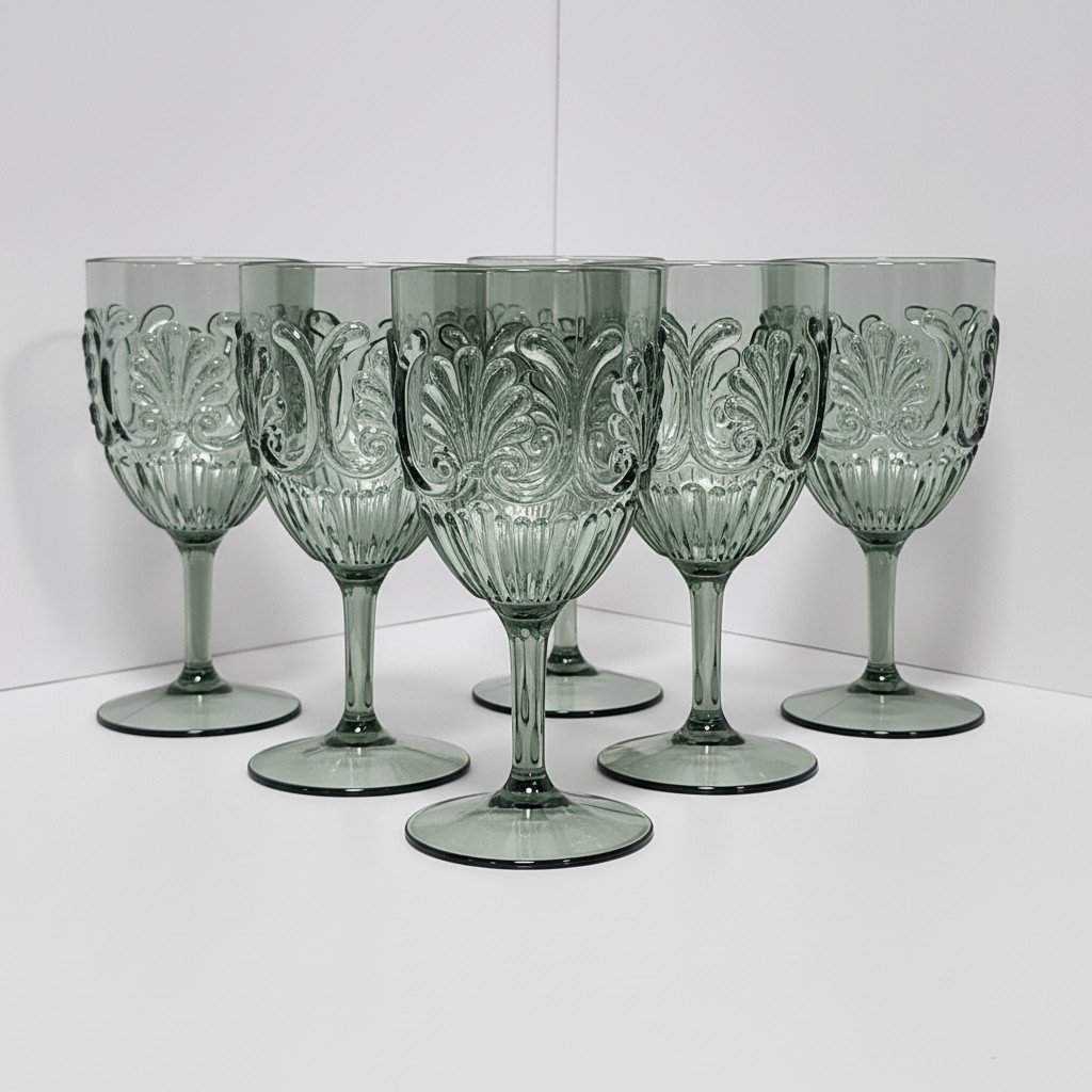 Acrylic Wine Scollop Sage Green